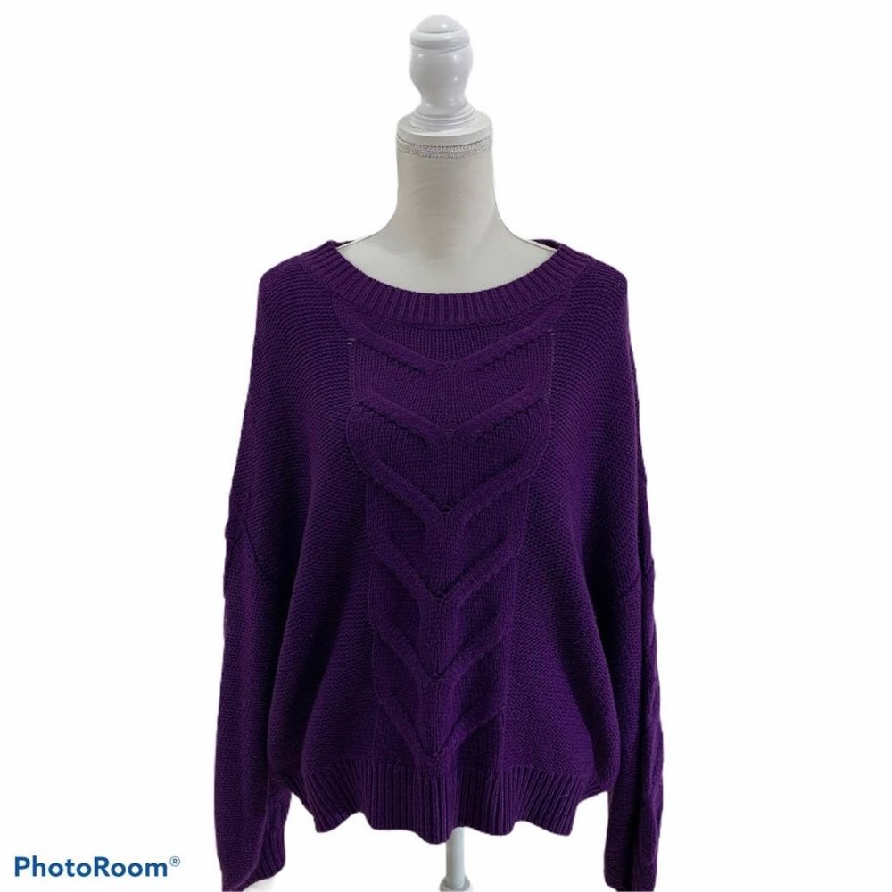 Eva Mendes NY & Co sweater Sz L Purple knit LS NWT